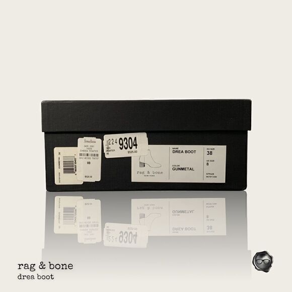 RAG & BONE DREA METALLIC NAPPA LEATHER ANKLE BOOT IN GUNMETAL NIB - Picture 10 of 15